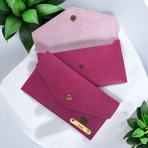 Minimal Indian Leather Clutch - Pink