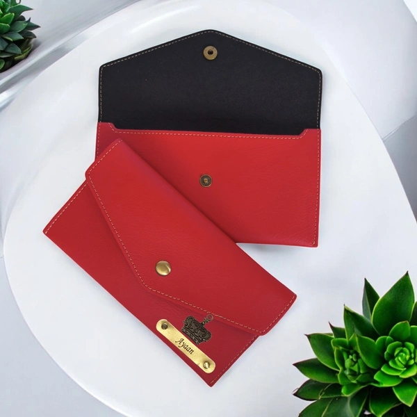 Minimal Indian Leather Clutch - Red