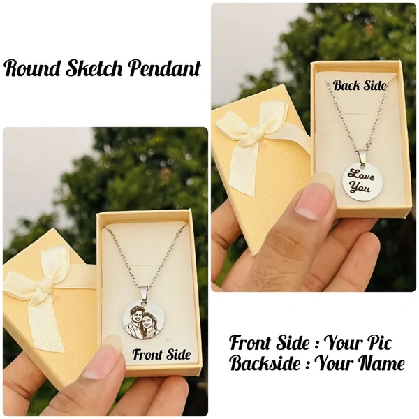  Round Sketch Pendant - Single Side, With Gift Box