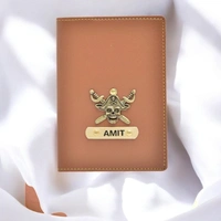 Indian Leather Passport Cover - Tan