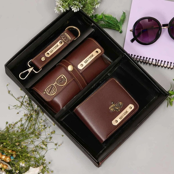 Wallet + Keychain + Sunglasses Cover - Brown