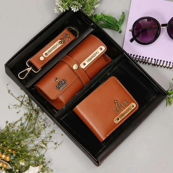 Wallet + Keychain + Sunglasses Cover - Tan