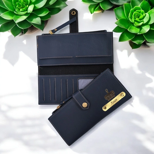 2 Fold Indian Leather Clutch - Blue