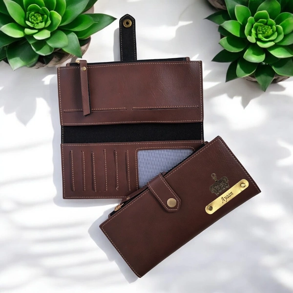2 Fold Indian Leather Clutch - Brown