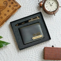 Leather Wallet + Pen - Red