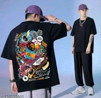 Trond Trendy Men's Oversized Tshirt  - Black, L