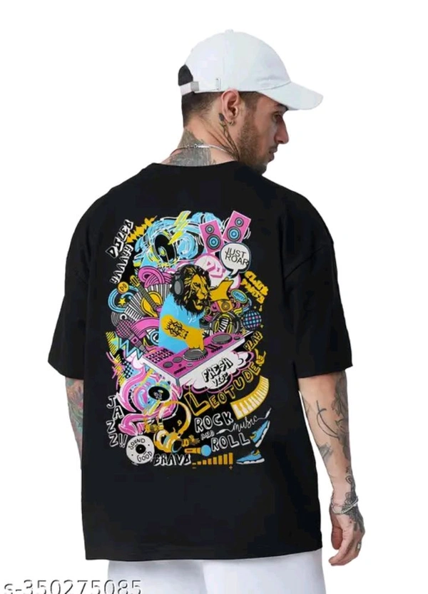 Trond Trendy Men's Oversized Tshirt  - Black, XL