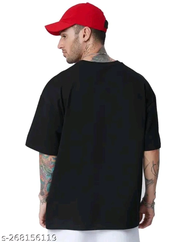 Primium Cotton Fabric Men's Oversized Tshirt  - Black, XL