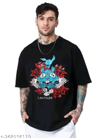 Primium Cotton Fabric Men's Oversized Tshirt  - Black, XL