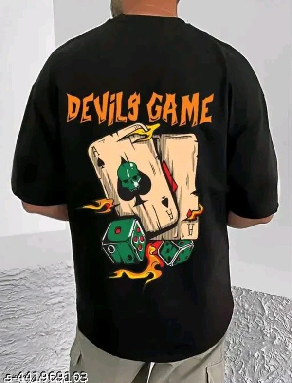 Oversized Tshirt Men's Half Sleeves  - Black, XL