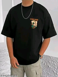 Oversized Tshirt Men's Half Sleeves  - Black, XL