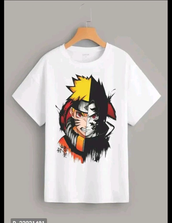 Anime Character Printed Primium Quality Fabric Tshirt For Men's  - White, XXL