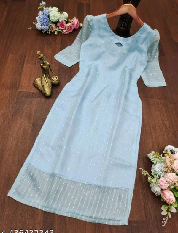 Daily Wear luxurious emboridedred Suit For Women's And Girls  - Picton Blue, XXL