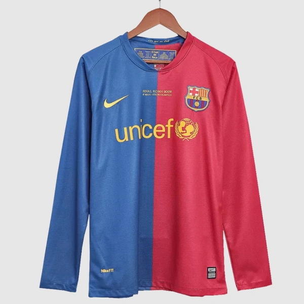 Barcelona Retro Jersey Home Long Sleeve Soccer Shirt 2008/09 - L