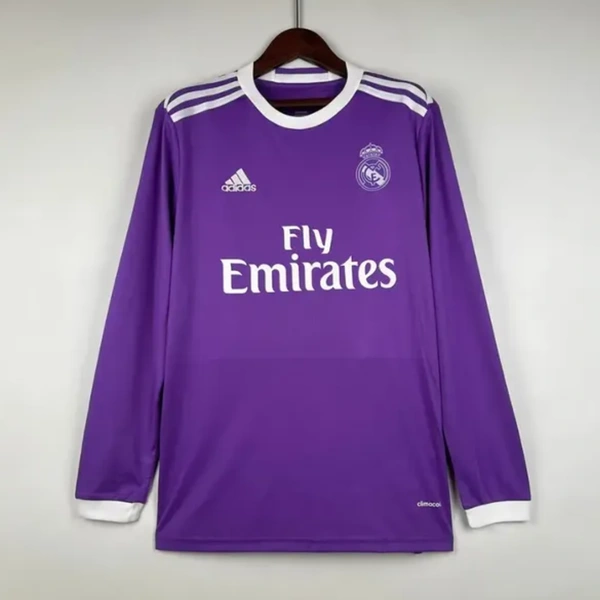 Real Madrid Retro Jersey Away Long Sleeve Soccer Shirt 2016/17 - L