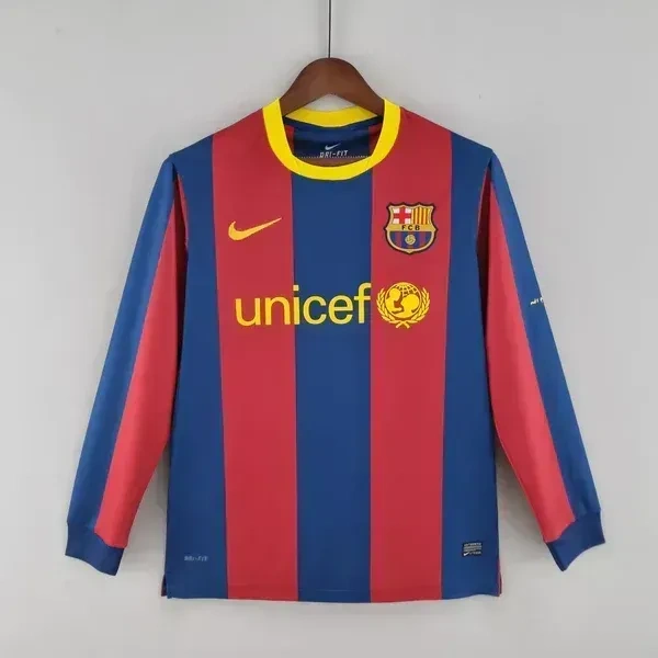 Barcelona 2010 - 2011 Home Solid Retro Jersey Long-Sleeve - M
