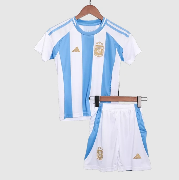 Argentina Home Kids Soccer Jerseys Kit Copa America 2024 - 20:7yrs