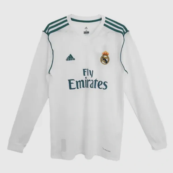 Real Madrid Retro Jersey Home Long Sleeve Soccer Shirt 2017/18 - S