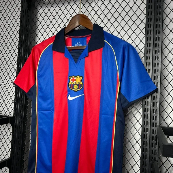 Barca 2004/05 Home Soccer Solid Retro Jersey - S