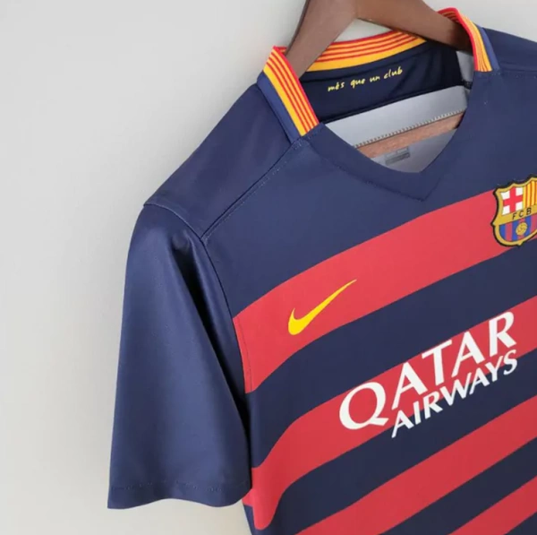 Barcelona Home 2015 - 2016 Solid Retro Jersey - L