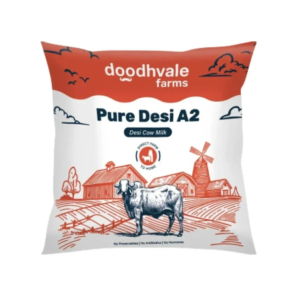 Doodhvale Farms Pure Desi A2 Cow Fresh Milk- 450 ml