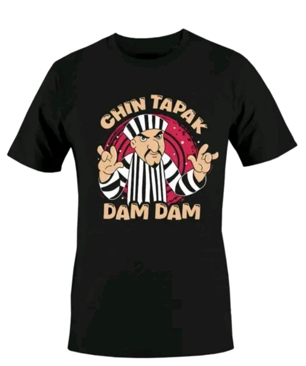 Chin Tapak Dum Dum New Trending T-sirt______Febric- Cotten Blend  - Black, M