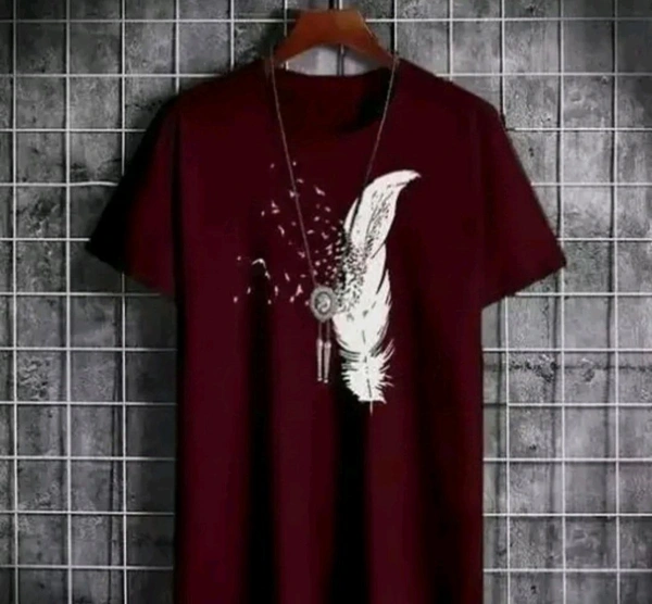 5D DESIGNER TRENDY T-SHIRT ROUND NECK - Red, S