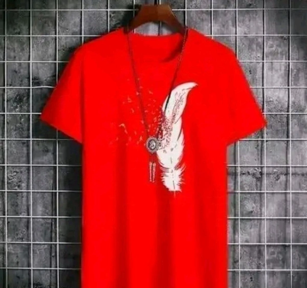 5D DESIGNER TRENDY T-SHIRT ROUND NECK - Red, S
