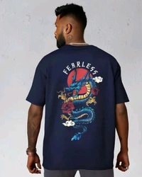 Jain Clothes Navy Oversized T Shirt For Men/ Over Size T Shirt - Navy Blue, S