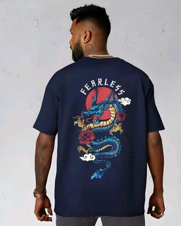 Jain Clothes Navy Oversized T Shirt For Men/ Over Size T Shirt - Navy Blue, S