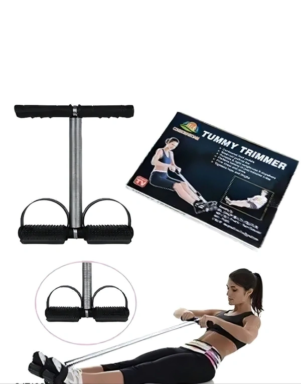 Jain Gym Tummy Trimmer Single Spring Ab Exerciser Fat Burner for Men & Women Ab Exerciser - Black, Free Size