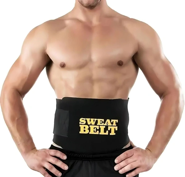 Jain Gym Weight lose belt fat lose belt pet kam karne ki belt patla hone ka belt sweat slim belt hot belt yoga belt - Black, Free Size