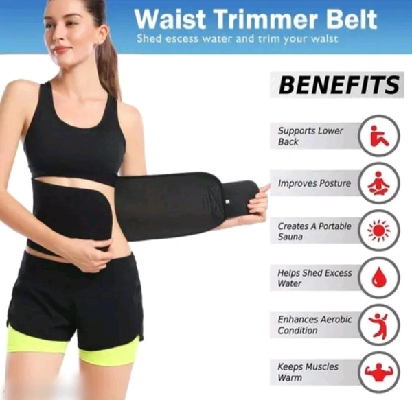 Jain Gym Weight lose belt fat lose belt pet kam karne ki belt patla hone ka belt sweat slim belt hot belt yoga belt - Black, Free Size