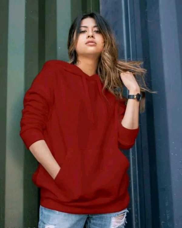 Latest plain stylish casual trendy best winter jacket hoodie hoodies for women girl - Maroon, S