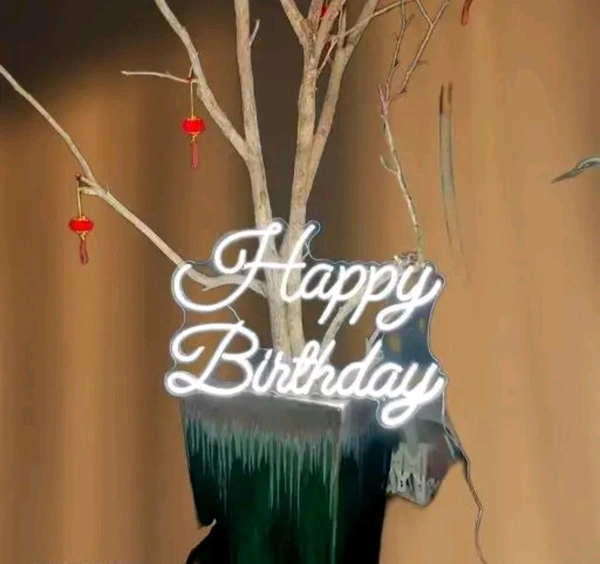 Jain Electronic Neon Light Birthday Sign Board  - Gold, Free Size