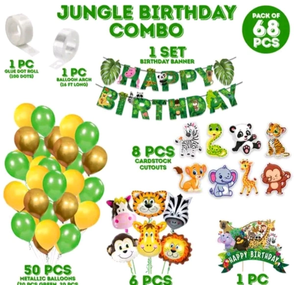 Jungle Safari Birthday Decoration Kids,  - Free Size