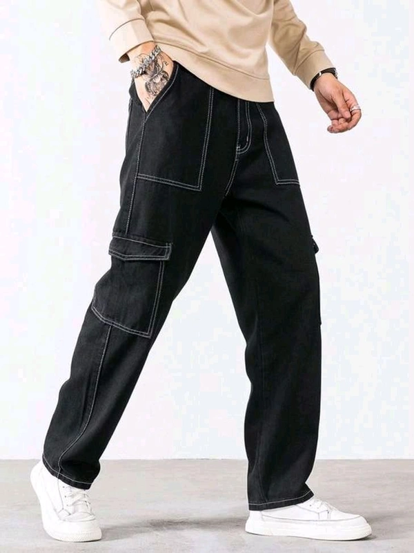 Jain Clothes Denim Cargo Track Pant. - Black, 28