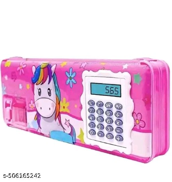 Jainz Stylish Calculator Geometry/ pencils boxx. - Pink Flamingo