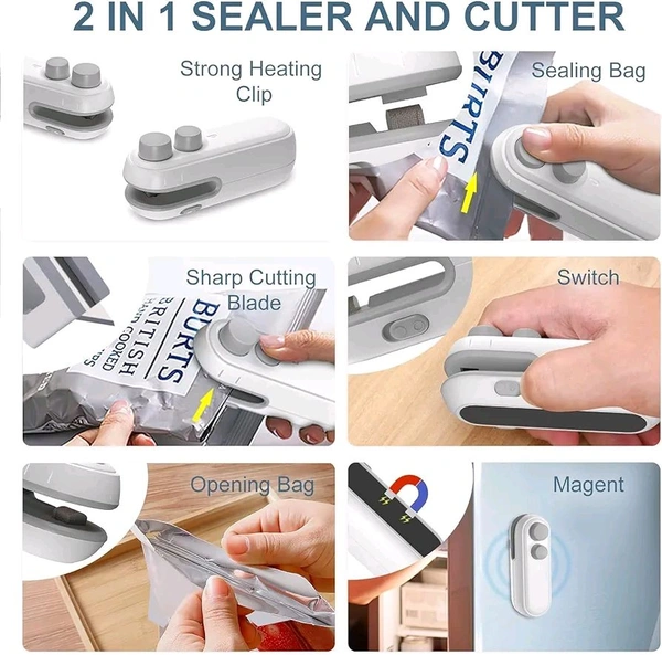 Mini Portable Packet Sealer – USB Rechargeable Plastic Bag Sealing Machine for Food Storage & Packaging – Manual Heat Seal Machine for Kitchen (Pack of 1)