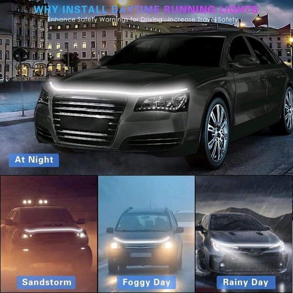 Car Hood Light | Car Hood Strip Light | Car Strip Hood Light | Car Strip Light | Car LED Strip Light | Car Bonnet Light | Bonnet Strip Light | Flexible Bonnet Strip Light | Car LED Hood Light | Car LED Strip Light | Car LED Bonnet Light White LED, 72 Inches, Start Flickering Function