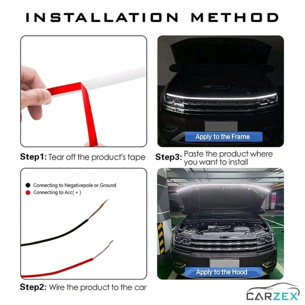 Car Hood Light | Car Hood Strip Light | Car Strip Hood Light | Car Strip Light | Car LED Strip Light | Car Bonnet Light | Bonnet Strip Light | Flexible Bonnet Strip Light | Car LED Hood Light | Car LED Strip Light | Car LED Bonnet Light White LED, 72 Inches, Start Flickering Function