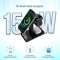 Portronics 3 in 1, 15Watts Magnetic Wireless Charging Station with Digital Alarm Clock