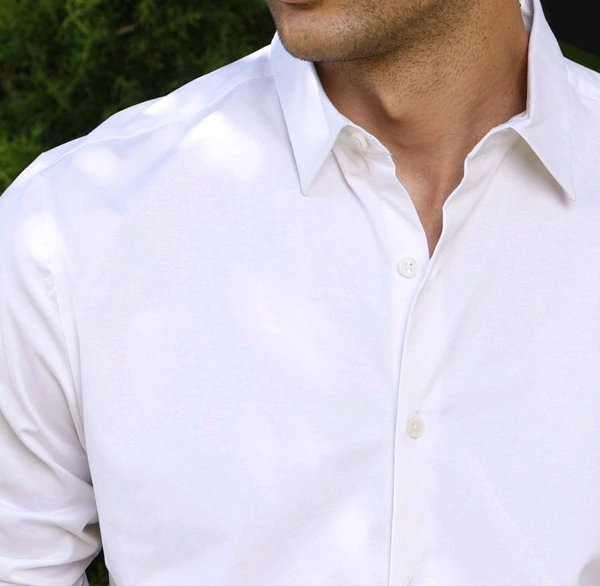 uLOOK Plain Premium Cotton Blend Shirt for Men – Versatile Formal and Casual Wear with Classic Fit, Soft & Durable Fabric - White, XL