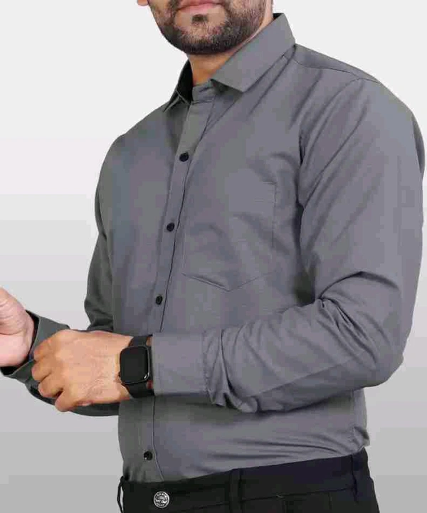 uLOOK Plain Premium Cotton Blend Shirt for Men – Versatile Formal and Casual Wear with Classic Fit, Soft & Durable Fabric - grey, XL