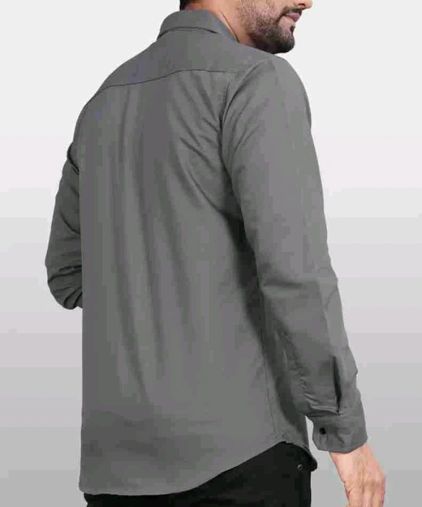 uLOOK Plain Premium Cotton Blend Shirt for Men – Versatile Formal and Casual Wear with Classic Fit, Soft & Durable Fabric - grey, XL