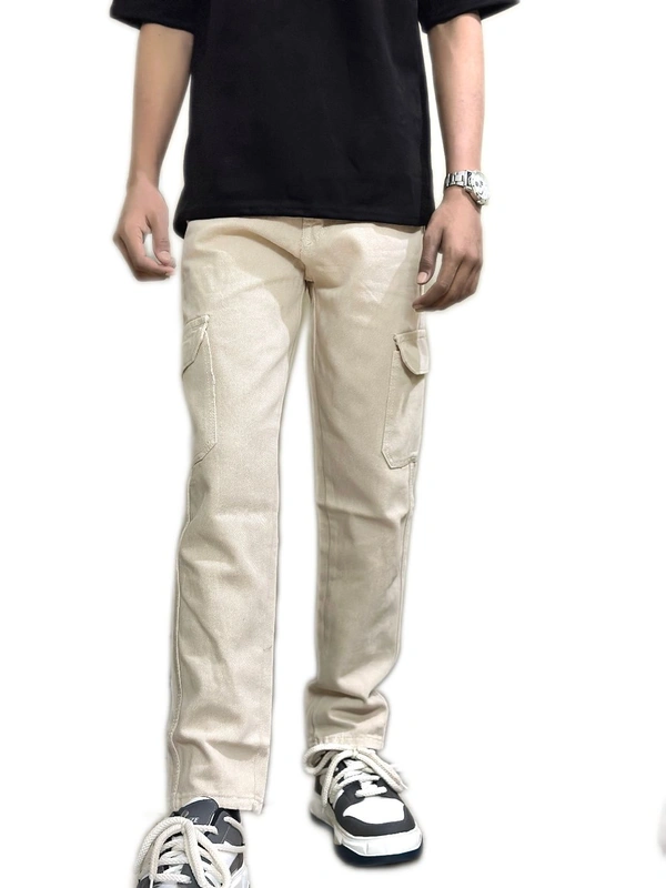 Thick Cream Mens Baggy Jeans  Highly Thicker Jeans Cloth Hard Washable   - 32, cream, Cotton Jeans