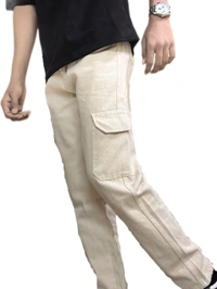 Thick Cream Mens Baggy Jeans  Highly Thicker Jeans Cloth Hard Washable   - 32, cream, Cotton Jeans