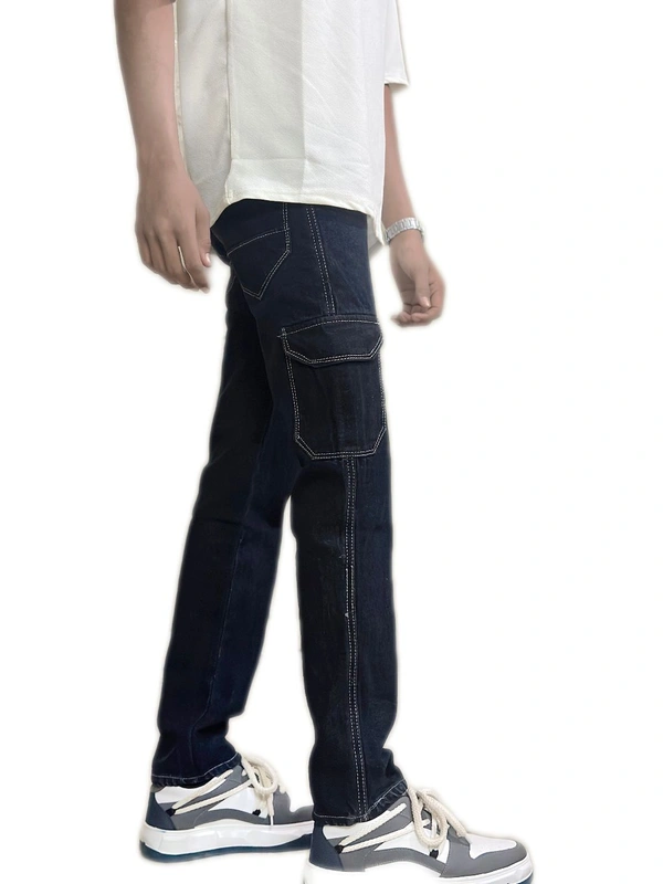 uLOOK Mens Blue Baggy Jeans Thread Embroidery Worked Pant Highly Thicker Hardly Washable  - 30, Cotton Jeans, DARK BLUE