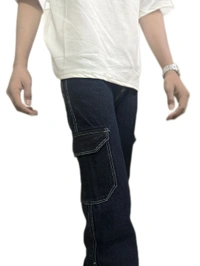 uLOOK Mens Blue Baggy Jeans Thread Embroidery Worked Pant Highly Thicker Hardly Washable  - 30, Cotton Jeans, DARK BLUE