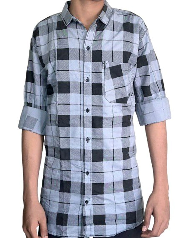 uLOOK Mens Check Shirt With Broad Boxes Cotton Shirt  - XL, Gray, Cotton